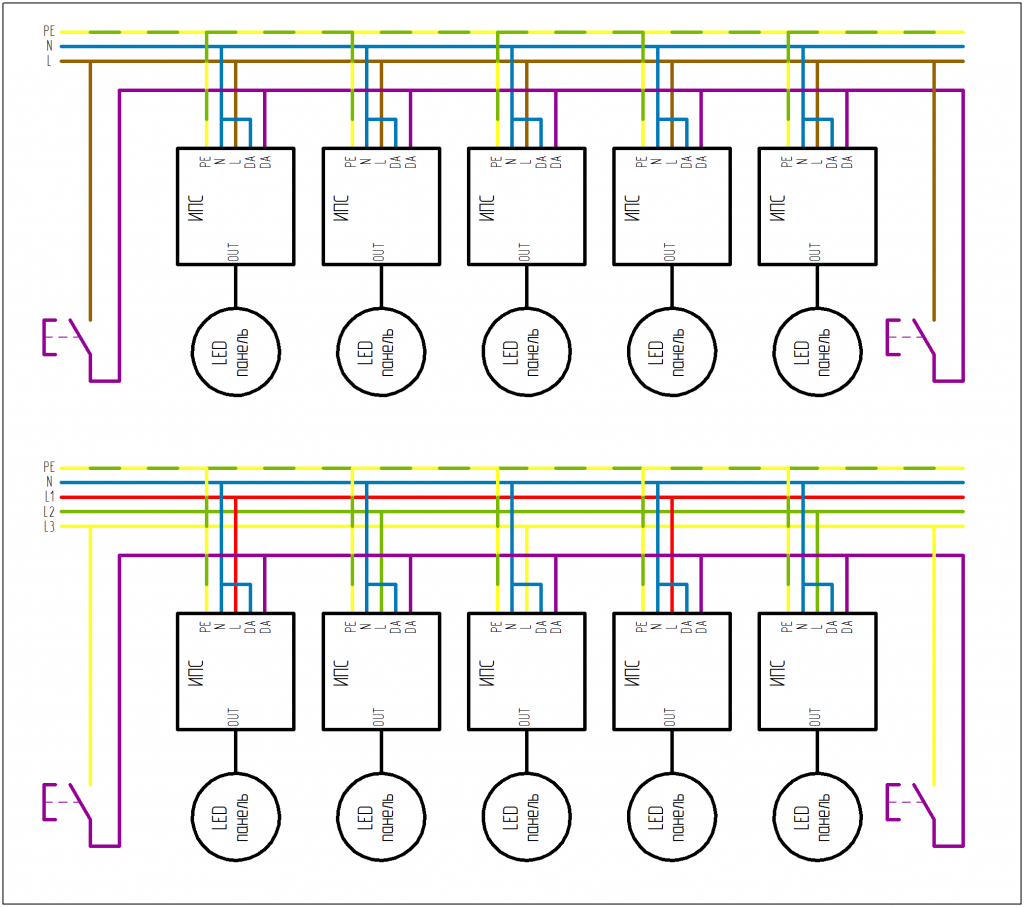 Схема управления группой светильников при помощи PUSH из нескольких мест.png
